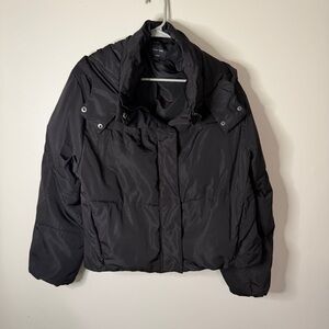 love tree women's  hooded black puffer down jacket size large with pockets